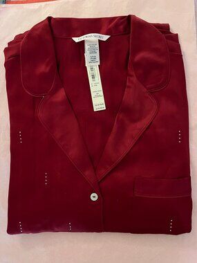 Victoria's Secret Luxe Waterfall Crystals Satin Long Pajama Set Med (L) NWT